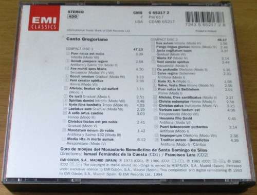 CANTO GREGORIANO 2XCD   [Shelf G Box 22]