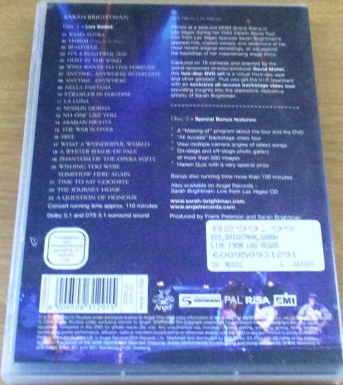 SARAH BRIGHTMAN The Harem World Tour Live from Las Vegas DVD
