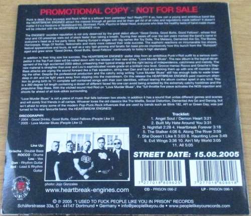 HEARTBREAK ENGINES Love Murder Blues CD [Shelf G Box 9]