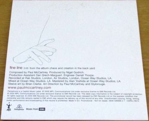 PAUL McCARTNEY Fine Line Promo CD [Shelf G Box 6]