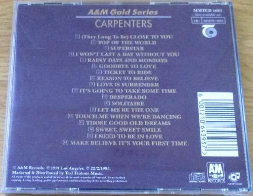 CARPENTERS A&M Gold Series [Shelf Z Box 3]