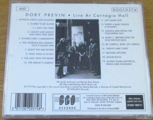 DORY PREVIN  Live At Carnegie Hall  [Shelf Z Box 5]