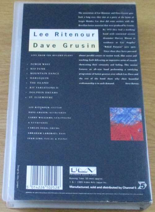 LEE RITENOUR + DAVE GRUSIN Live from the Record Plant  Import VHS Video Cassette