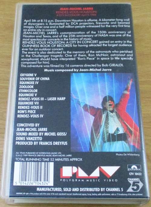 JEAN-MICHEL JARRE Rendez.vous Houston  A City in Concert Import VHS Video Cassette