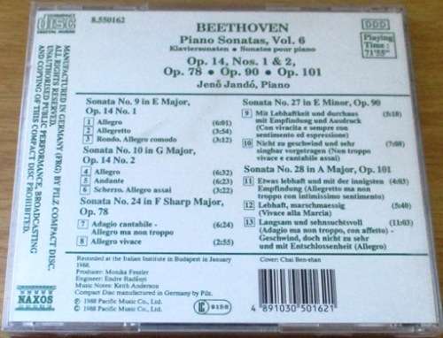 BEETHOVEN Piano Sonatas Vol 6 [Classical Box 1]