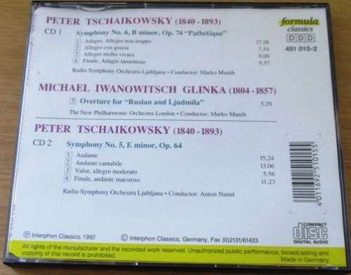 PETER TSCHAIKOWSKY The Famous Symphonies 2XCD Formula Classics  [Classical Box 1]