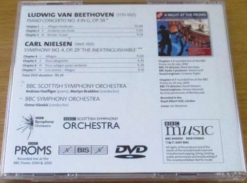 A NIGHT AT THE PROMS DVD BEETHOVEN Piano Concerto No.4 NIELSEN Symphony No. 4 [Classical Box 2]