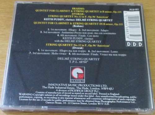BRAHMS Clarinet + String Quartet DVORAK String Quartet in F  [Classical Box 2]