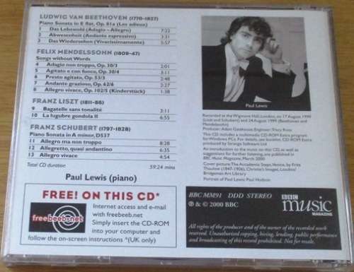 BEETHOVEN Piano Sonata `Les Adieux` Music by Mendelssohn Liszt and Schubert [Classical Box 2]