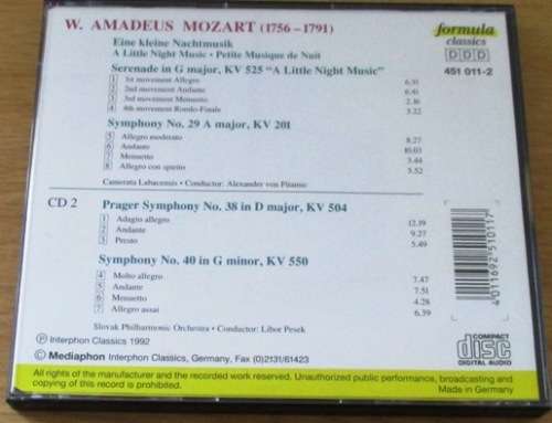 W.AMADEUS MOZART Eine Kleine Nachtmusik 2xCD [Classical Box 2]