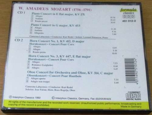 W.AMADEUS MOZART Famous Concerts  2xCD [Classical Box 2]