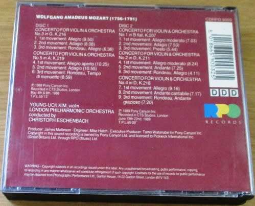 MOZART The Five Violin Concertos 2xCD FATBOX [Classical Box 3]