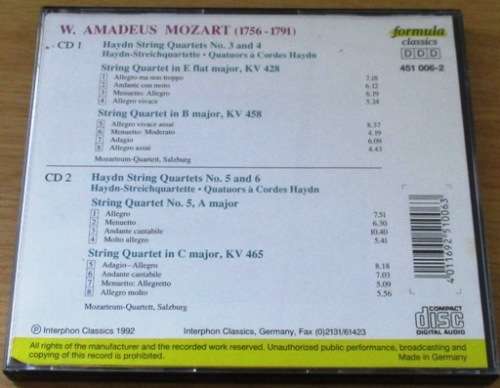 W. AMADEUS MOZART String Quartets Striechquartette 2XCD [Classical Box 3]