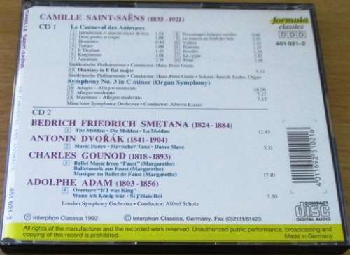 SAINT-SAENS / SMETANA / DVORAK Le Carneval des Animaux 2xCD [Classical Box 3]