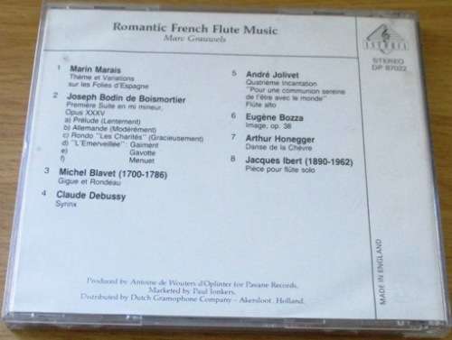 ROMANTIC FRENCH FLUTE MUSIC Marc Grauwels [Classical Box 3]