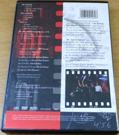 G3 LIVE IN CONCERT SATRIANI JOHNSON VAI DVD