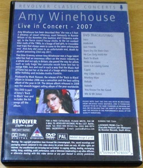 AMY WINEHOUSE Live in Concert 2007 DVD