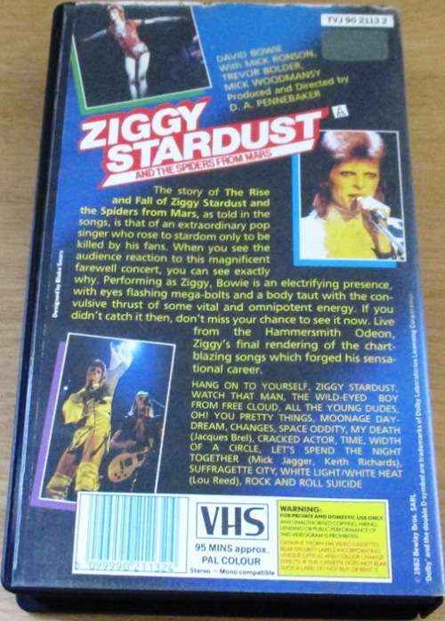 DAVID BOWIE Ziggy Stardust Concert VHS Video Cassette