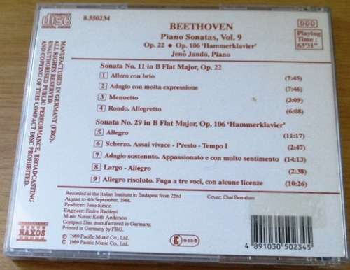 BEETHOVEN Piano Sonatas Vol. 9   [Classical Box 4]