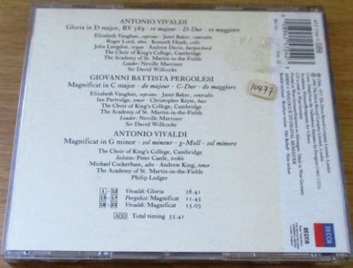 VIVALDI Gloria Magnificat PERGOLESI [Classical Box 4]