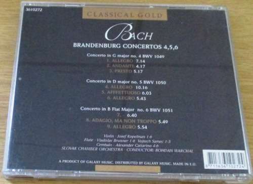 BACH Brandenburg Concertos 4 5 6 Classical Gold [Classical Box 4]
