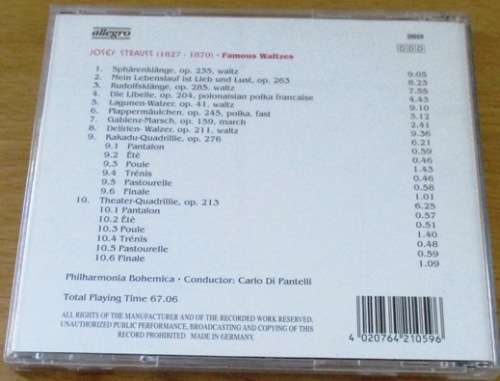 JOSEF STRAUSS Famous waltzes [Classical Box 3]