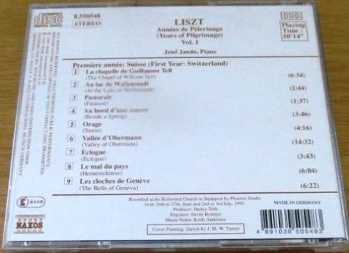 LISZT Annees De Peferinage Years of Pilgrimage [Classical Box 3]