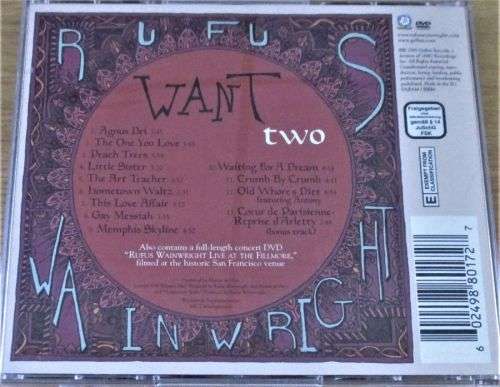 RUFUS WAINWRIGHT Want Two IMPORT CD [Shelf Z Box 9]