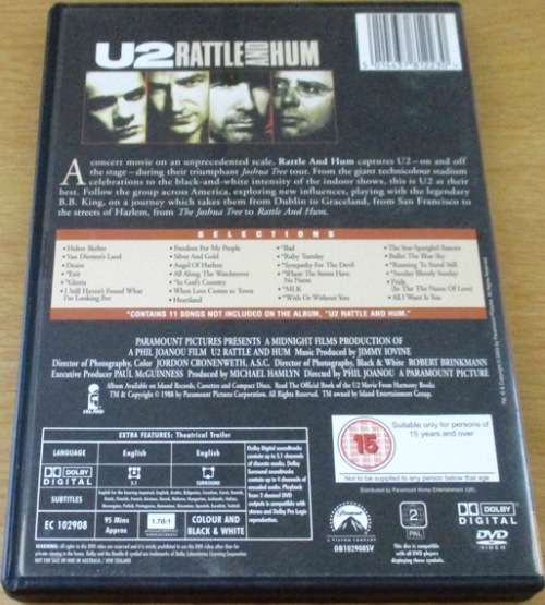 U2 Rattle and Hum DVD