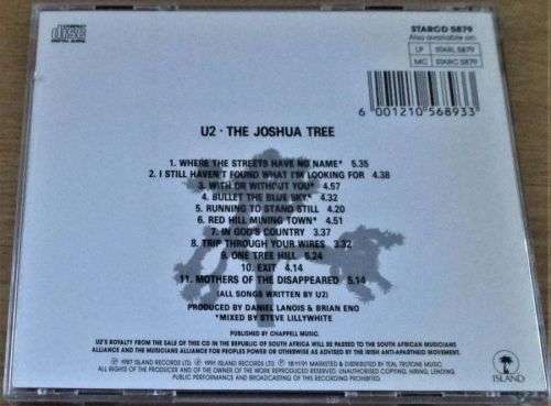 U2 The Joshua Tree  CD [Shelf Z Box 4]
