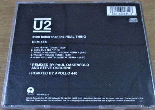 U2 Even Better Than The Real Thing Remixes IMPORT CD [Shelf Z Box 4]