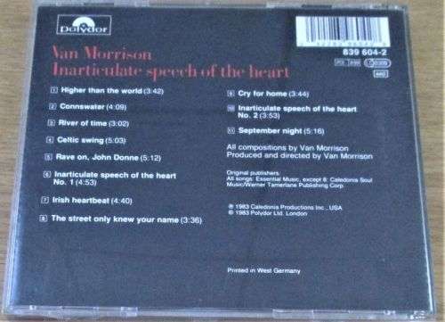 VAN MORRISON Inarticulate Speech of the Heart  IMPORT CD [Shelf Z Box 4]