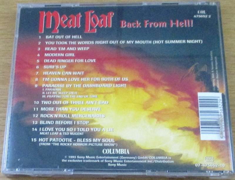 MEAT LOAF Back From Hell The Very Best of IMPORT CD [Shelf G Box 23]