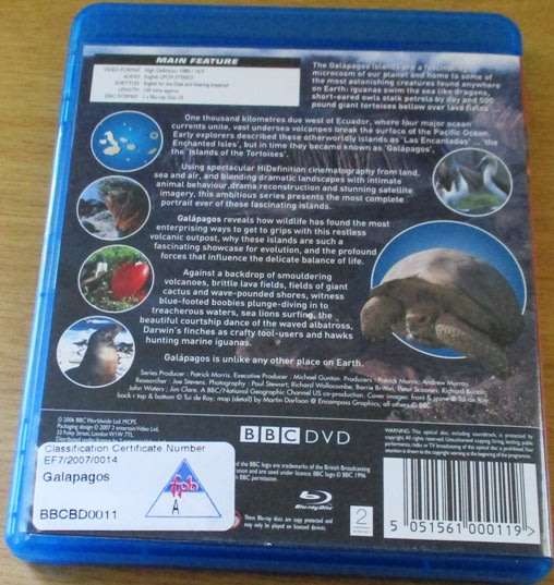 BBC DVD GALAPAGOS The Island That Changed the World Blu Ray