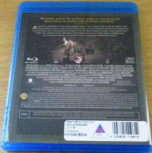 LORD OF THE RINGS The Fellowship of the Ring Blu Ray