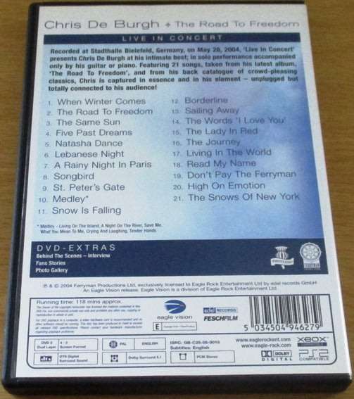 CHRIS DE BURGH The Road to Freedom Live in Concert  DVD