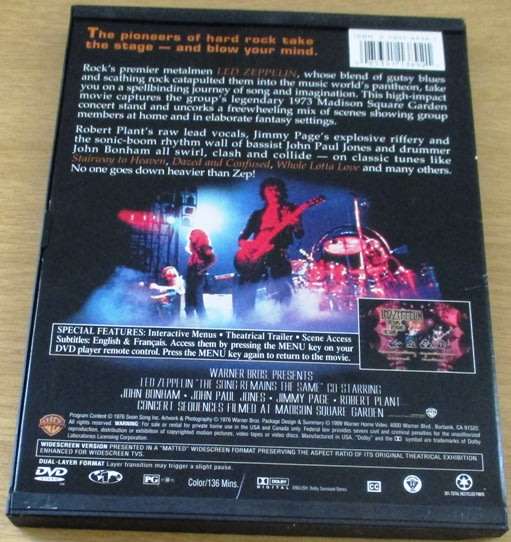 LED ZEPPELIN The Songs Remains the Same Region 1  DVD