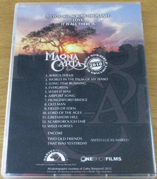 MAGNA CARTA From Nowhere to Obscurity South Africa 2010  DVD