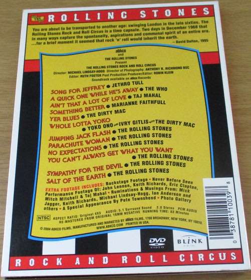 THE ROLLING STONES Rock and Roll Circus 1968  DVD