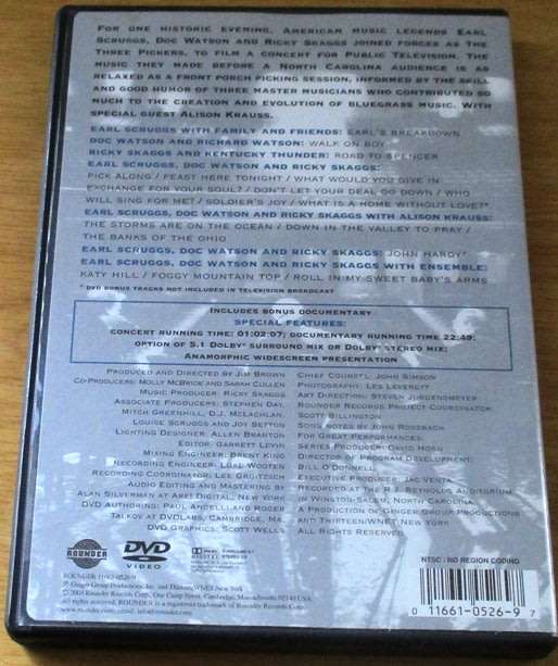 EARL SCRUGGS + DOC WATSON + RICKY SKAGGS The Three Pickers DVD