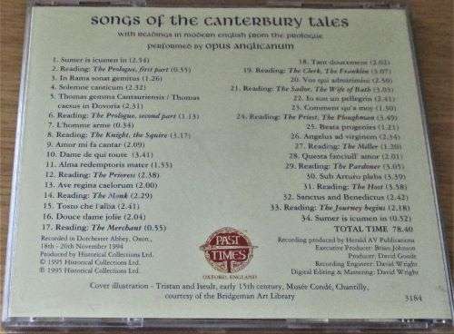 SONGS OF THE CANTERBURY TALES [Shelf G Box 23]