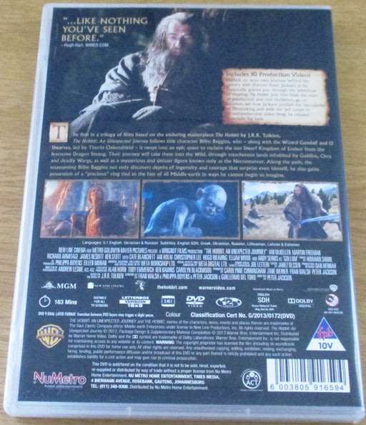 THE HOBBIT An Unexpected Journey 2 disc Special Edition