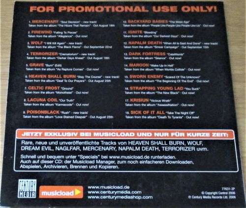 CENTURY MEDIA Black Summer Music 2006 incl. Grave, Lacuna Coil, Mercenary  [cardsleeve box]