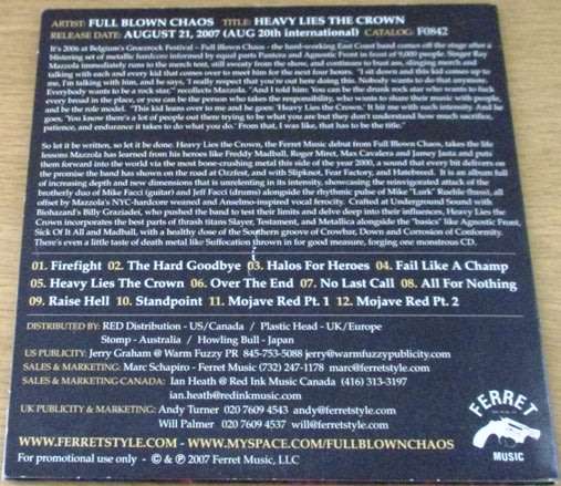 FULL BLOWN CHAOS Heavy Lies the Crown [cardsleeve box]