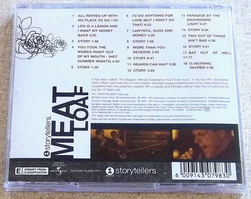 MEAT LOAF VH1 Storytellers SOUTH AFRICA Cat# STARCD 6850