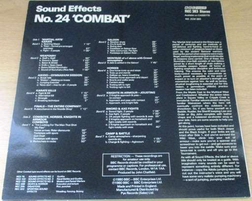SOUND EFFECTS No 24 COMBAT [BBC] VINYL RECORD