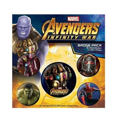 AVENGERS Infinity War 5 x BUTTON BADGE PACK
