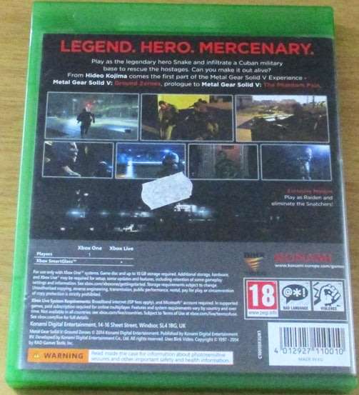 XBOX ONE: METAL GEAR SOLID V Ground Zeroes