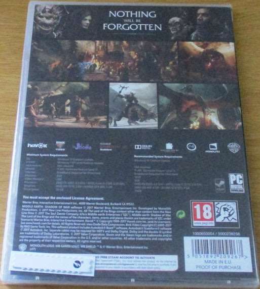 PC DVD GAME: SHADOW OF WAR