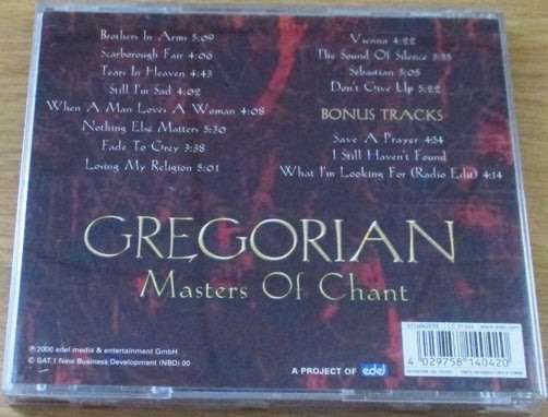 GREGORIAN Masters of Chant CD [Shelf G Box 9]